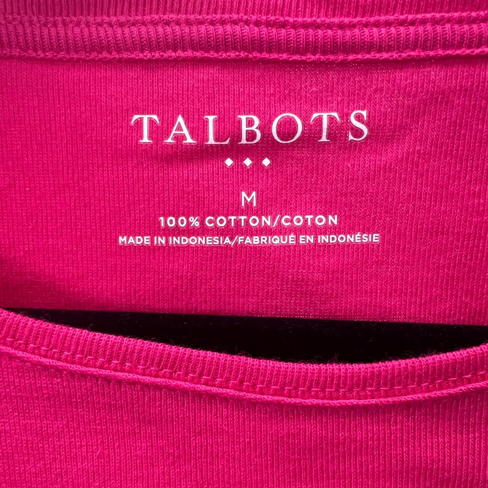TALBOTS Cotton Long Sleeve Tee/ Cabaret Pink - Picture 3 of 4